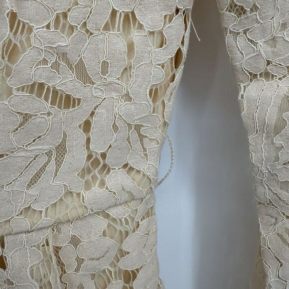 Bohme Cream Lace Long Sleeve Mini Dress Size Medium Cotton Boho - Picture 5 of 9